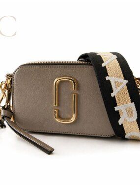 Marc Jacobs Snapshot Crossbody Bag French Grey Multi Leather Gold Logo NWT